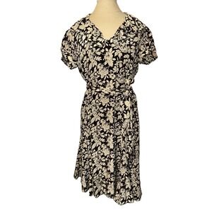 Lauren Ralph Lauren Black and Cream Floral Mini Dress